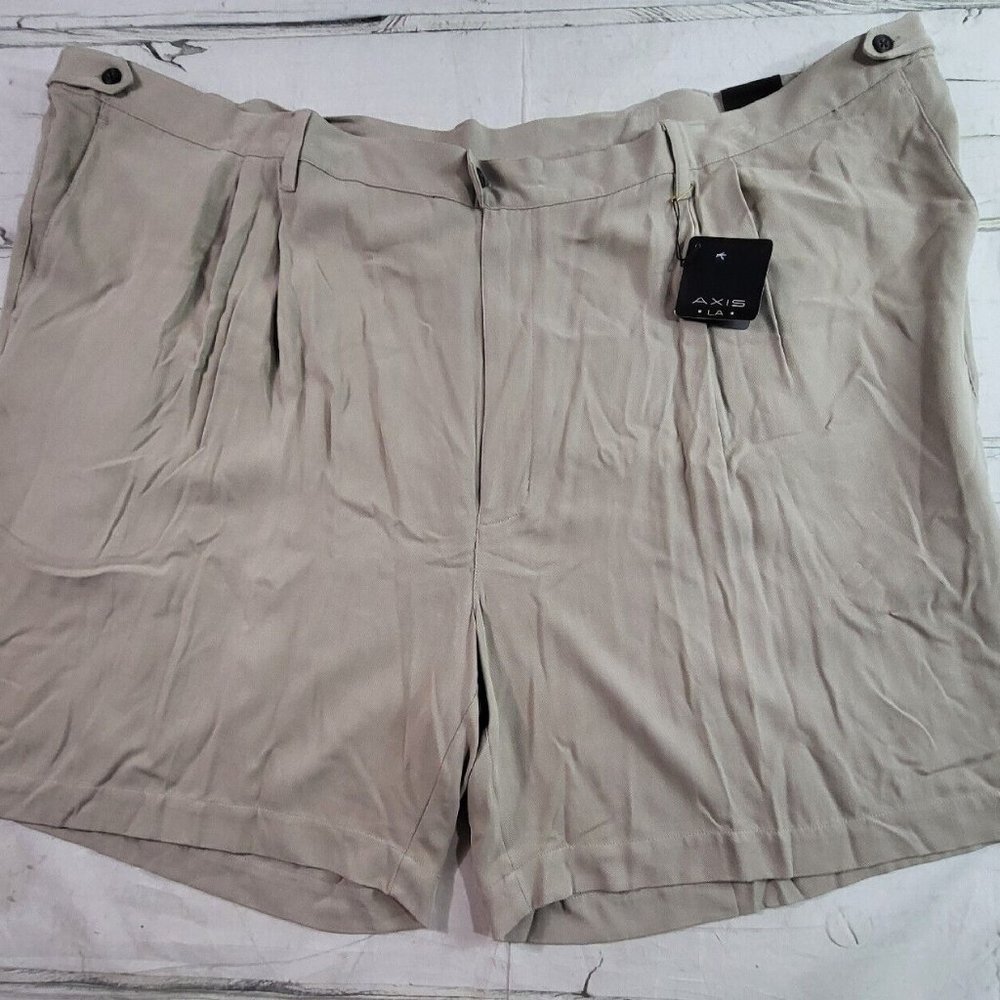 Vintage Axis LA 100% Silk Shorts Khaki Mens Size 56 Big NWT Deadstock